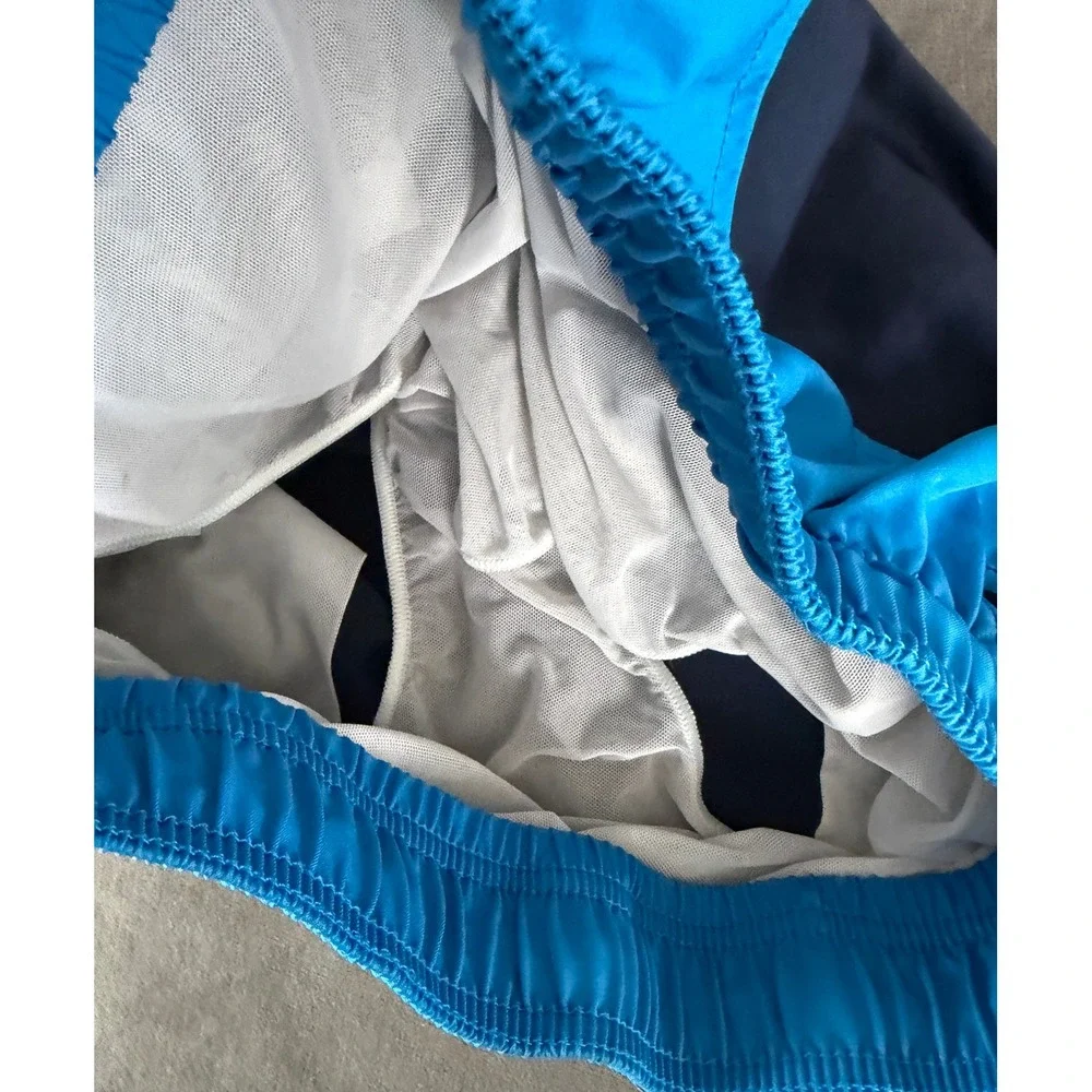 Speedo‎ Men Blue Athletic Swim Trunks Size M Lined Drawstring Summer Swim Beach